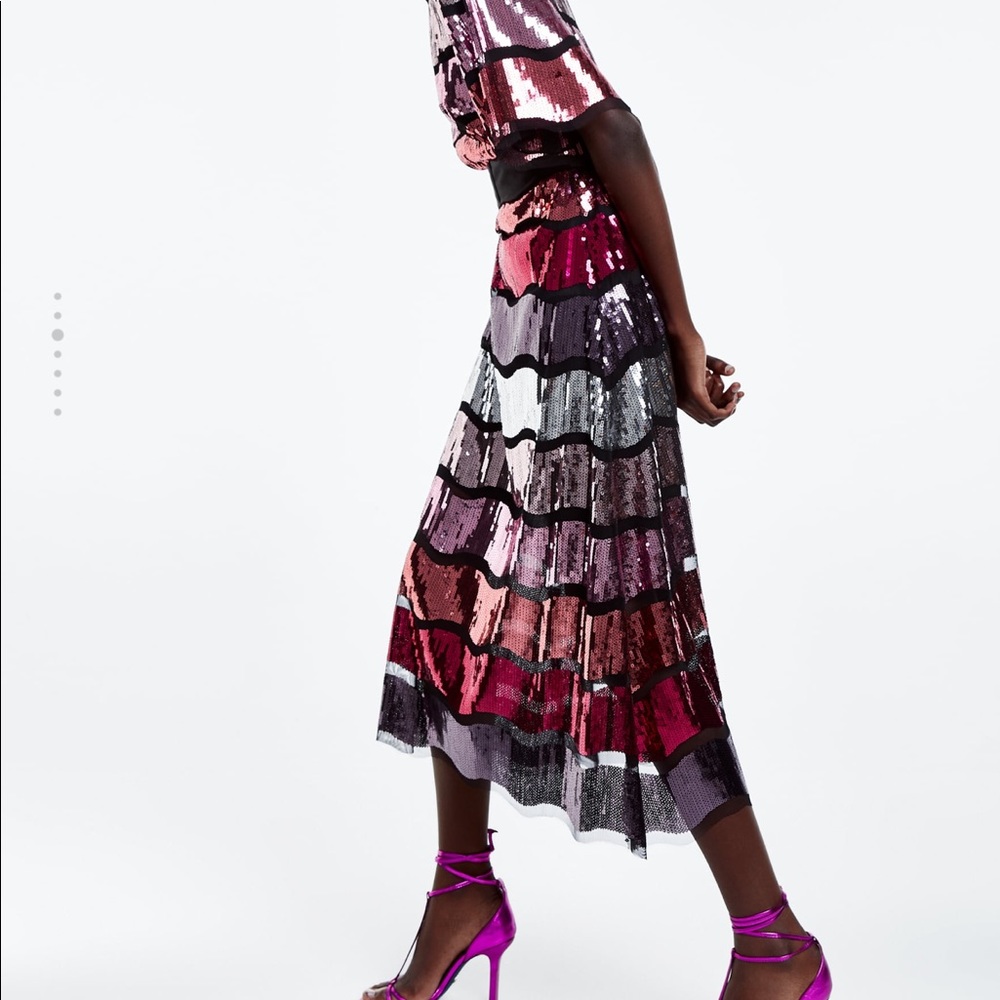 Zara sequin dress XS Aline midi limited ed - Picture 3 of 6